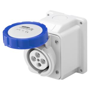Ipari csatlakozóaljzat felületre 1P+N+F 16A 200/250V csavaros 10° 6H kék IP67
