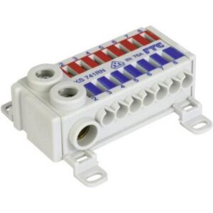 Fővezeték leágazó sorkapocs 2P 2x7x0,5-4mm2 kék/piros