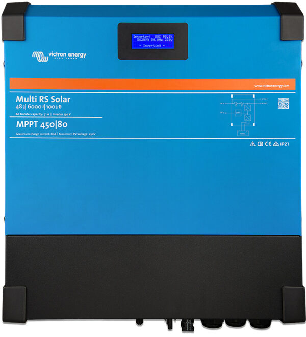 Multi RS SOLAR inverter beépített akkumulátortöltővel 48V/6000VA/100-450V MPPT/80A