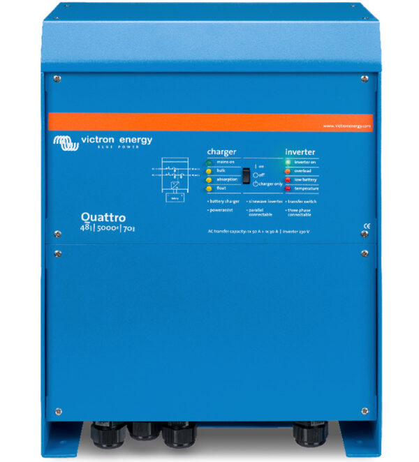 QUATTRO inverter beépített akkumulátortöltővel 48V/10000VA/140A-100A/100A 120V VE.Bus