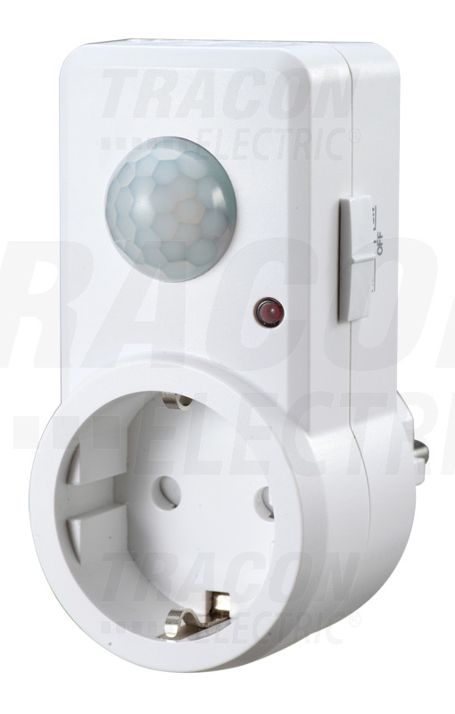 Mozgásérzékelő 230V AC 120° IP20 2-9M, 10s-7min, 3-2000lux fehér dugalj
