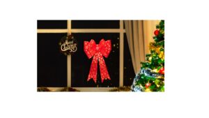 XMAS LED karácsonyi masni,vörös,arany elemes