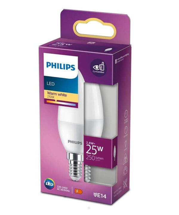 Philips E14 LED gyertya 2,8W 250lm 2700K meleg fehér - 25W izzó helyett
