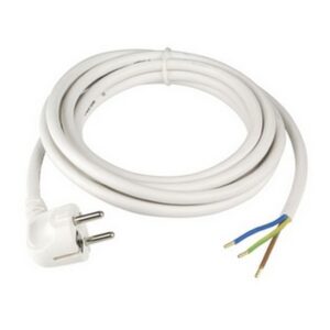 Dugós csatlakozóvezeték H05VV-F 3x1,5mm2, fehér, 3m