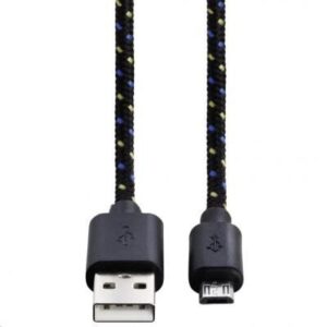Adatkábel micro USB, szövet 1 méter, feke