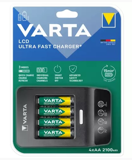 VARTA akkutöltő + 4db AA 2100 MAH  ULTRA FAST  15 perces gyorstőltő