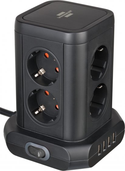 Elosztó torony 8x aljzat 4x USB FK 8-as aljzat torony 45°-os elrendezés