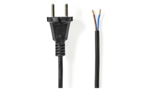 Dugós csatlakozóvezeték H05VV-F 2x1,0mm2, fekete, 10m, 10A, 250V