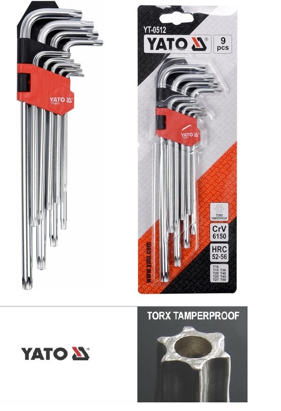 YATO HOSSZÚ TORX KULCS 9 KÉSZLET@ 9 RÉSZES T10-T50 CrV YATO
