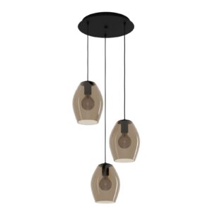 ESTANYS 1 függeszték 3xE27 fekete/barna-átlátszó