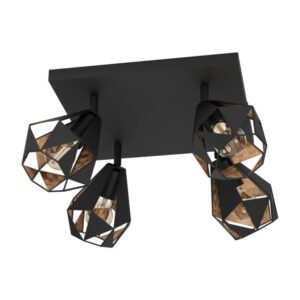 CARLTON 7 Spot 4xE27 fekete/antik