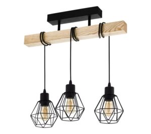 TOWNSHEND 5 mennyezeti E27 3x60W fekete/tölgy