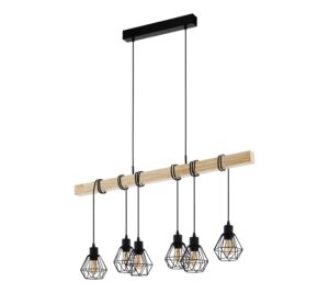 TOWNSHEND 5 függeszték E27 6x60W fekete/tölgy