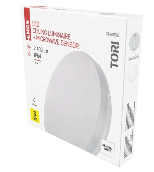 TORI LED lámpatest 24W 4000K fehér mozgásérzékelővel@