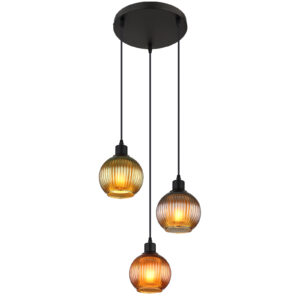 FÜGGESZTÉK FÉM FEKETE MATT, ÜVEG BÚ RA, KÁBEL PVC FEKETE, O: 360MM, M: