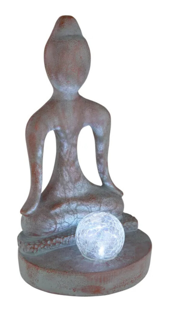 Szolár asztali lámpa Buddha figurával akril bronz/átlátszó elemmel AA