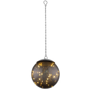 Szolár függeszték gömb füstszínű * műanyag IP44 kapcsolóval inkl. 1 x