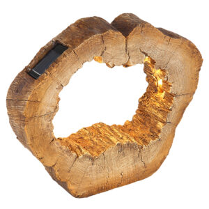 Szolár fatörzs asztali lámpa műanyag@ fa erezettel elemmel együtt ink