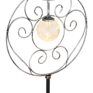 Szolár leszúrható lámpa fém ezüst @ színű/pókhálómintás üveggolyóval