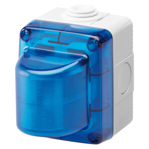 Szerelvénydoboz jelzőlámpa kék E14 15W 230V IP55 szürke SYSTEM