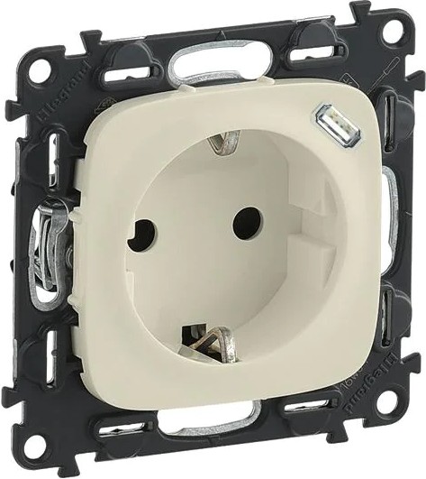 VALENA ALLURE 2P+F csatlakozóalj+usb-c ec dugajl,rugós, 1,5A/5V-7,5W