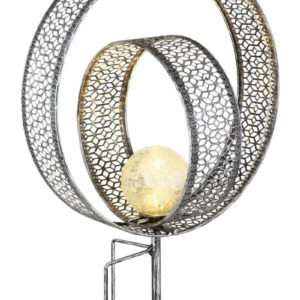 Szolár leszúrható lámpa antik ezüst @ fém/üvegeg golyó pókháló mintával Hx