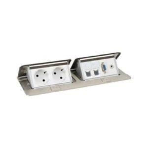 Padlódoboz 8(2x4)M rozsdamentes 2xDAF,2xCAT6 UT 1x2P+F,2xRJ45 CAT6 UTP,1xHD15+JACK