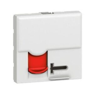 PRMOSAIC telefon 1xRJ45 UTP CAT6 2modulos reteszelt LCS2, fehér, piros redőnnyel, kulcsos