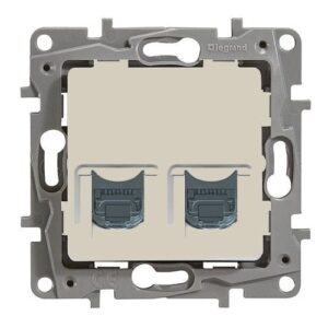 NILOÉ telefon 2xRJ45 CAT6 STP alj bézs csavaros rögzítés