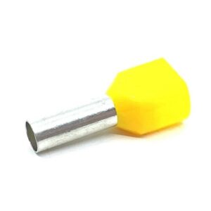 Szigetelt ikerérvéghüvely 2x1,0mm2 sárga L=8mm