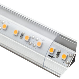 LED sarok profil alp-006 aluminium ezüst átlátszó búrával 90°