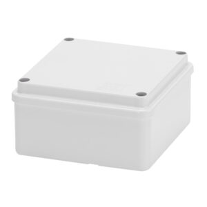 Kötődoboz 100x100x50mm falon kívüli, sima oldalú, IP56, csavaros fedél