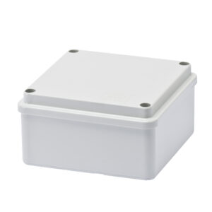Kötődoboz 100x100x50mm falon kívüli, sima oldalú, IP56, csavaros fedél