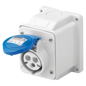 Ipari csatlakozóaljzat felületre 1P+N+F 16A 200/250V csavaros 10° 6H kék IP44