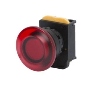 Nyomógomb 22mm piros gombafejű (40mm) reteszelt