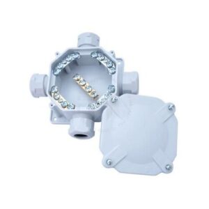 Kötődoboz 122x122mm falon kívüli, IP67, 4xPG16 tömszelence+sorkapocs, csavaros fedél