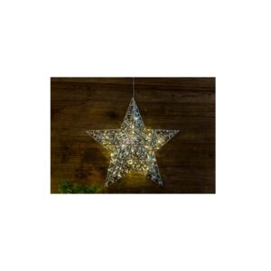 XMAS LED KARÁCSONYI ABLAKDÍSZ CSILLAG, FÉM, ELEMES