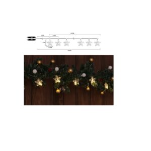 XMAS LED KARÁCSONYI LÁNC, CSILLAG FÉM, ELEMES