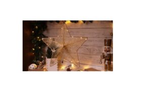 XMAS LED KARÁCSONYI CSILLAG,ARANY Timer 6+18h, 20LED, 3000K, 2xAA