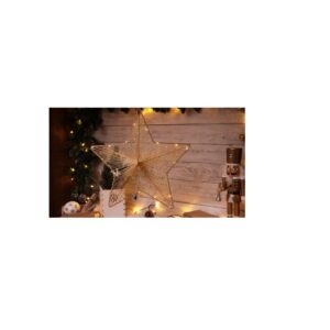 XMAS LED KARÁCSONYI CSILLAG,ARANY Timer 6+18h, 20LED, 3000K, 2xAA