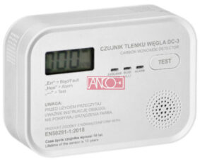 SZÉN-MONOXID ÉRZÉKELŐ, LCD KIJELZŐ 4.5V DC, 3 x AA 1,5V elem (tartozék)