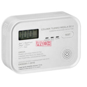 SZÉN-MONOXID ÉRZÉKELŐ, LCD KIJELZŐ 4.5V DC, 3 x AA 1,5V elem (tartozék)