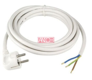 Dugós csatlakozóvezeték H05VV-F 3x1mm2, fehér, 3m, 10A, 250V