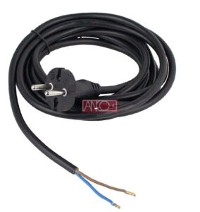 Dugós csatlakozóvezeték H05RR-F 2x1,5mm2, fekete, 3m,16A, 250V