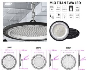 LED CSARNOKVILÁGÍTÓ  150W 4000K@ MLX TITAN BL EWA UFO SHB LED IP65