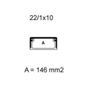 Kábelcsatorna TMU 22/1x10WO műanyag fehér 2m/db 53db/doboz