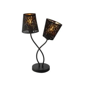 metál fekete váz, fekete-arany bársony búra, kapcsolóval, H:450, Foglalat típusa:2xE14 40W 230V