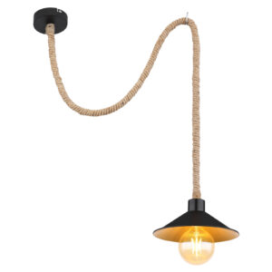 Függeszték fém fekete kender fém fekete arany színű O:220mm H: 1
