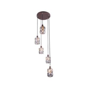 WOLLI függeszték 5xE14 40W kristályüveg barna D:300, H:1200