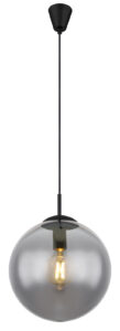 Függeszték fém matt fekete füstszínű üveg fekete PVC kábel O: 300mm